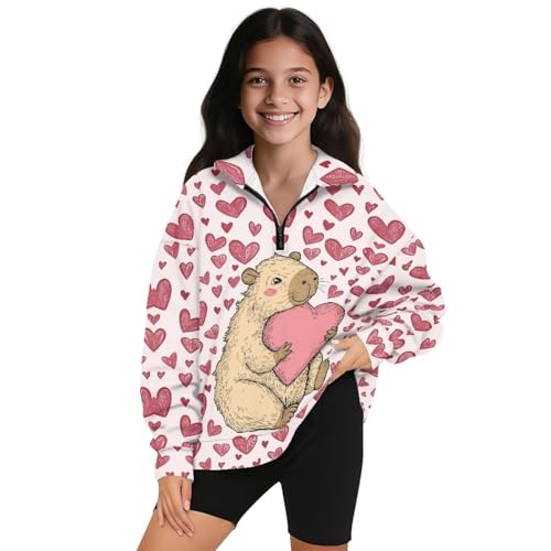 Girls Sweatshirts Quarter Zip Pullover Sweatshirt Long Sleeve Collared Tops Fall Winter Clothes for Teen Girls2