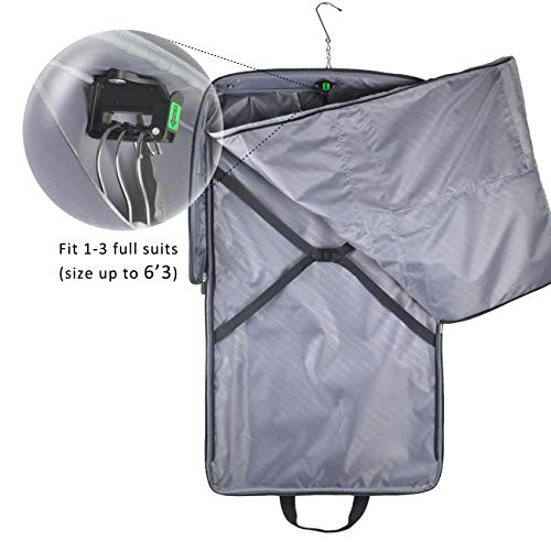 Foldable Carry On Garment Bag Fit 3 Suits, 44-inch Suit Bag for Travel and Business Trips with Shoulder Strap4