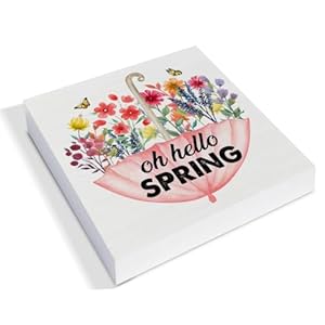 Country Oh Hello Spring Wood Sign - Floral Spring Home Decor - Indoor for Desk, Shelf, Table - 5 X 5 Inches Country Oh Hello Spring Wood Sign Floral Spring Home Decor Indoor for Desk Shelf Table 5 X 5 Inches