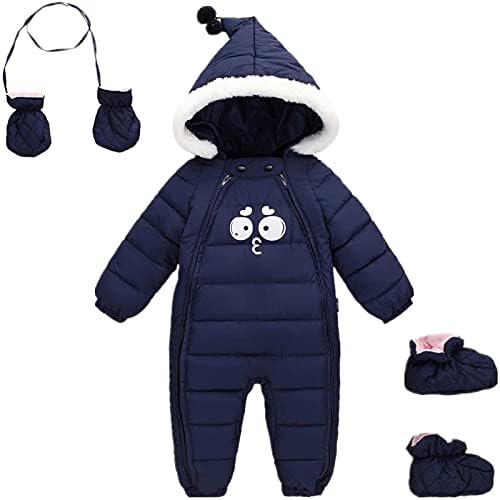 Ohrwurm Down Cotton Baby Romper Baby Winter Zip Coat Cute Baby Snowsuit with Gloves 6-12 Months Dark Blue