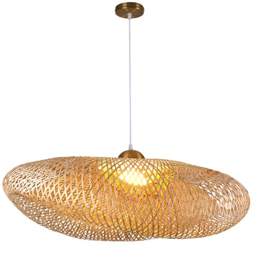 CHUERAK Lampade Sospensione In Rattan Intrecciato Naturale Con Design Nido D'uccello Lampada Sospensione In Bambù Intrecciato Mano Lampadari In Stile Boho Con Attacco E26 Lanterna Intrecciata Per Cuci