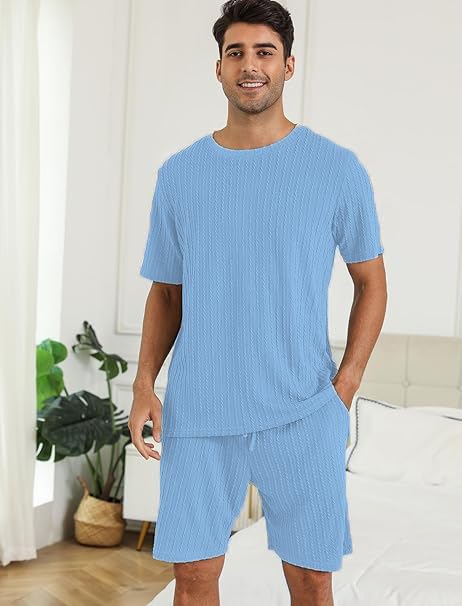Image of Zilcon Men's 2 Pieces Outfits Casual Quarter Zip Polo Shirt and Shorts Set Athletic Jogging Summer Tracksuit