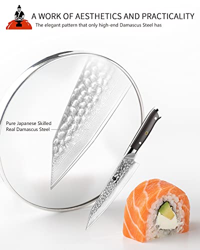 Brodark Paring Knife Ergonomic Ebony Handle Utility Chef Knife 5 Inch Ultra Sharp Peeling Knife With Vg-10 Steel Core Damascus Chef Knife Professional Japanese Chef Knife Durable Hand Made #TOP3