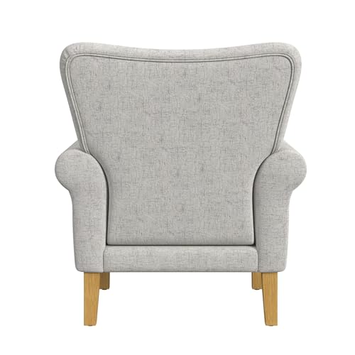 Image of Spatial Order Home Decor | Upholstered Rolled Arm Accent Chair | Accent Chairs for Living Room & Bedroom | Decorative Home Furniture - Neutral Gray Textured Solid