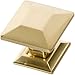 Southern Hills Brushed Brass Cabinet Knobs - 1.25 Inch Square - Pack of 5 - Satin Brass Drawer Pulls SHKM006-BRS-5