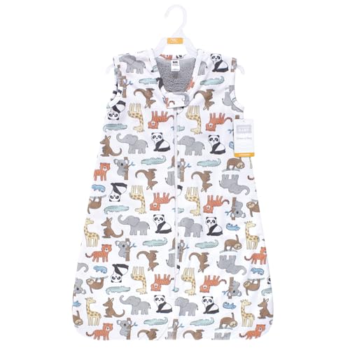 Hudson Baby Unisex Baby Plush Faux Fur Sleeping Bag, Wearable Blanket, Zoo Animals, 0-6 Months2
