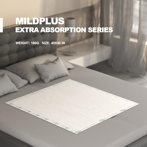 Heavy Duty Underpads 40"X40" Super Sized Chucks Pads 180 Grams Disposable Bed Pads with Strength Cloth Backing Extra Absorption Pads for Incontinence (100X100CM, 40 Count, Discreet Packaging) by MILDPLUS - Image 5