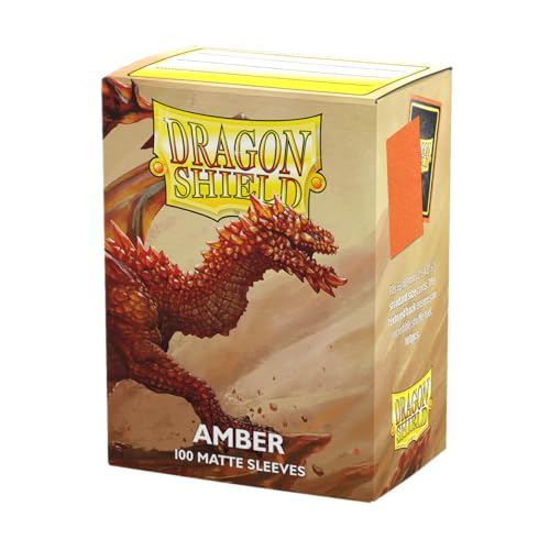 Dragon Shield | Standard Size Card Matte Sleeves | 100 CT - Smooth & Tough Premium TCG Sleeves | Compatible with Pokemon, Flesh & Blood, One Piece & Magic The Gathering | Amber