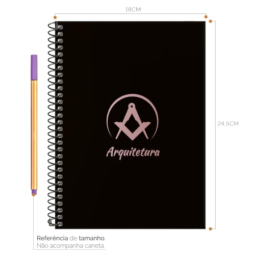 Caderno Colegial 1 Matéria Profissões Arquitetura (Preto e Rosê)