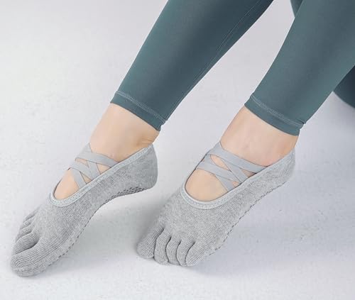 Image of SPENCIAL'S Women Non Slip Yoga Socks With Grips,Cotton Pilates Sports Athletic Dance Short Socks for Girls Ballet Pratice