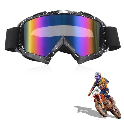 HPiano Occhiali Motocross, Occhiali da moto Dirt, Occhiali Da Motocross Mascherina, protezione UV antipolvere antivento, per mountain bike motocross, fuoristrada ATV, MX (Black frame colorful lenses)