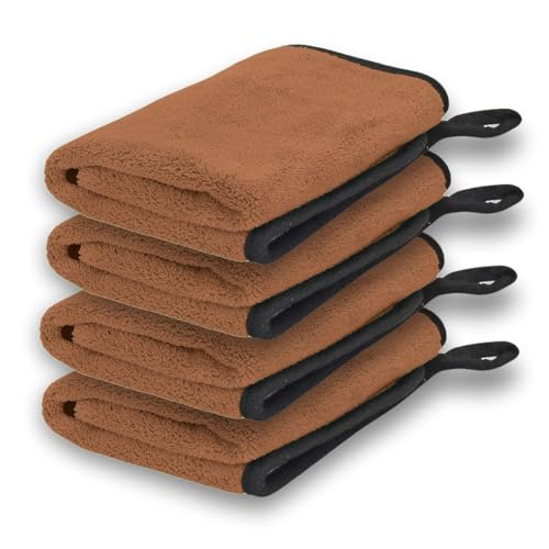 Image of Microfiber Cleaning Cloth, 40x40 cms 600 GSM | Highly Absorbent,Lint and Streak Free, Multi-Purpose Wash Cloth for Kitchen,Car,Window,Stainless Steel,Silverwear (D.Brown 40x40cms) Pack of 4
