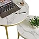 IBUYKE Runder Nisttisch, Abnehmbarer 2er Set Couchtische, Stapelsofa Beistelltisch, Beistelltisch, für Wohnzimmer, Schlafzimmer, Büro, Balkon, Wohnung, Weiß und Gold TMJ062G