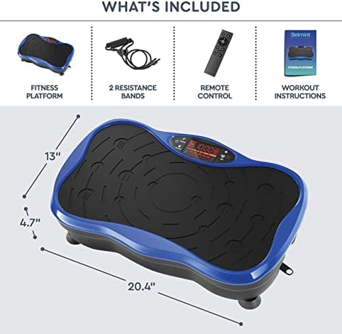 Vibration Plate Exercise Machine  Belmint Lymphatic Drainage Machine  2 Resistance Bands and Fitness Workout Instructions  Equipment Improves Circulation & Strength