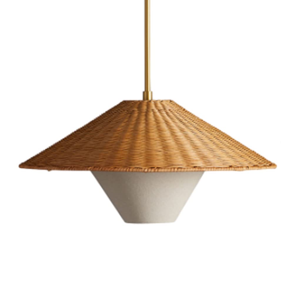 LYMSXAZOU Art Lamp Rattan Chandelier Basket Pendant Light E27 Handwoven Wicker Lampshade Decorative Lighting Hanging Light, Pastoral Style Retro Hotel Zen Tea Room