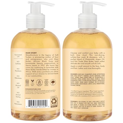 Shea Moisture Baby Care Set – Baby Wash & Shampoo + Baby Conditioner, Delicate Skin & Hair Care, Moisturizer & Detangler for Coily & Curly Hair, 13 Oz Ea (2 Piece Set) - Image 3