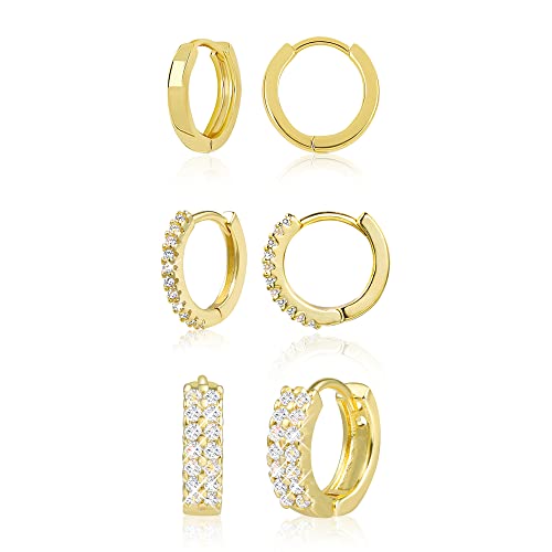 ALEXCRAFT Boucle Doreille Femme Argent 925 Creole Plaqué Or 14K Creoles Acier Inoxydable Ensembles Boucle Boreille Or