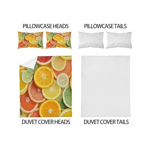 Housse de couette orange infroissable 220x240cm parure de couette fleurs