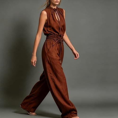Combinaison légère en lin contre la chaleur style décontracté chic
