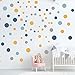 Wandtattoo Punkte fürs Kinderzimmer - 100 Wandsticker Set - Pastell Farben für Baby Aufkleber zum Kleben Wandaufkleber Sticker - Wandfolie Dots Kreise Blau Gelb Grau Minze selbstklebend für Kids