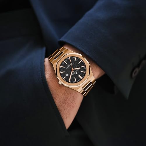 Image of Sapphero Watches for Men Waterproof Luminous Watches with Date Dial Chronograph Analog Quartz Movement Steel Stainless Business Wrist Watches Mens Gifts