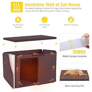 Aivituvin Dog House with Insulated Liner for Winter, Waterproof Heated Dog Kennel for Small Medium Large Dog with All-Around Iron Frame Aivituvin Dog House with Insulated Liner for Winter, Waterproof Heated Dog Kennel for Small Medium Large Dog with All-Around Iron Frame