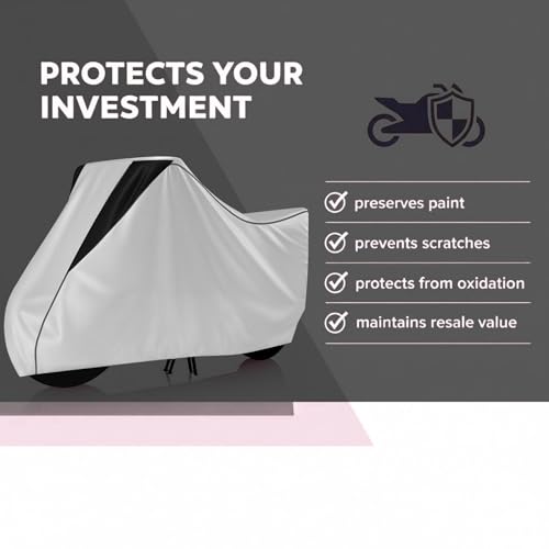 Image of Motorcycle Bike Body Cover for Outdoor Use - Heavy Fabric Water Resistant Two Wheeler Cover with UV, Dust & Rain Protection Compatible for Classic 350