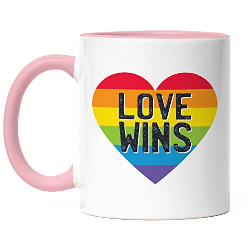 Hey!Print Love Wins Tasse Rosa Lustig Rainbow LGBTQ Pride Queer Homosexuell CSD Pride Week
