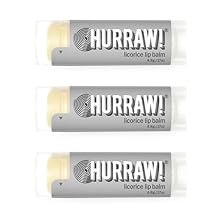Hurraw! Licorice Lip Balm, 3 Pack Organic, Certified Vegan, Cruelty and Gluten Free. Non-GMO, 100% Natural Ingredients. Bee, Shea, Soy and Palm Free. Made in USA