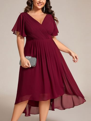 Image of Ever-Pretty Plus Women's Chiffon Midi Plus Size Formal Wedding Guest Dress