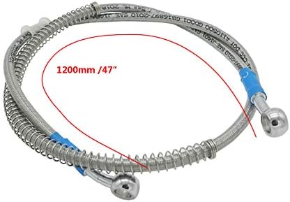 SYUU 1200mm 120cm M10 Reinforced Hydraulic Brake Oil Hose Line Banjo Fitting Stainless Steel End Braided Cable compatible with Motorcycle Pit Dirt Bike Enduro Motocross Street Bikes Sport Bikes