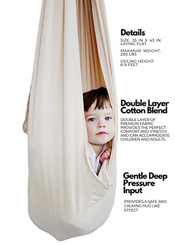 Marlowe & Co Indoor Sensory Therapy Swing For Children, Double Layer Cotton Swing, Hardware Included, Swing And Hammock Chair For Sensory Integration (Oat) #TOP4