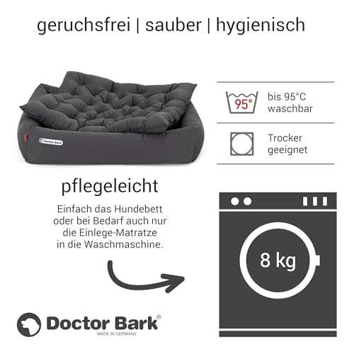 Doctor Bark Hundebett Orthopädisch - Waschbar bis 95°C, Geruchsfrei & Hygienisch - Kuscheliger Hundekorb Grosse Hunde mit Hundematratze (XL - 100x90 cm, Grau)