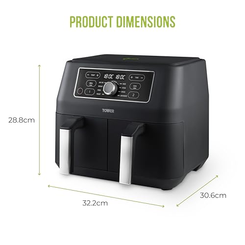 Tower T17181AFR Vortx Dual Basket Air Fryer with Digital Touch Display, Dual Function, 8 Presets, 8L, 2460W, Black - Image 6