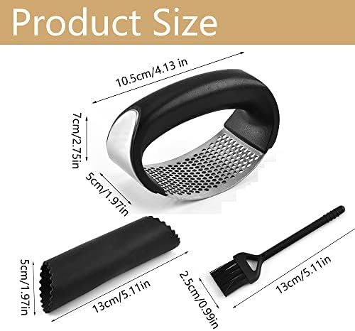 Garlic Press Rocker Stainless Steel, Garlic Mincer Tool with Garlic Peeler Tube, Sturdy Garlic Crusher Garlic Presser with Ergonomic Handle, Garlic Slicer & Grinder Extracts More Garlic Paste