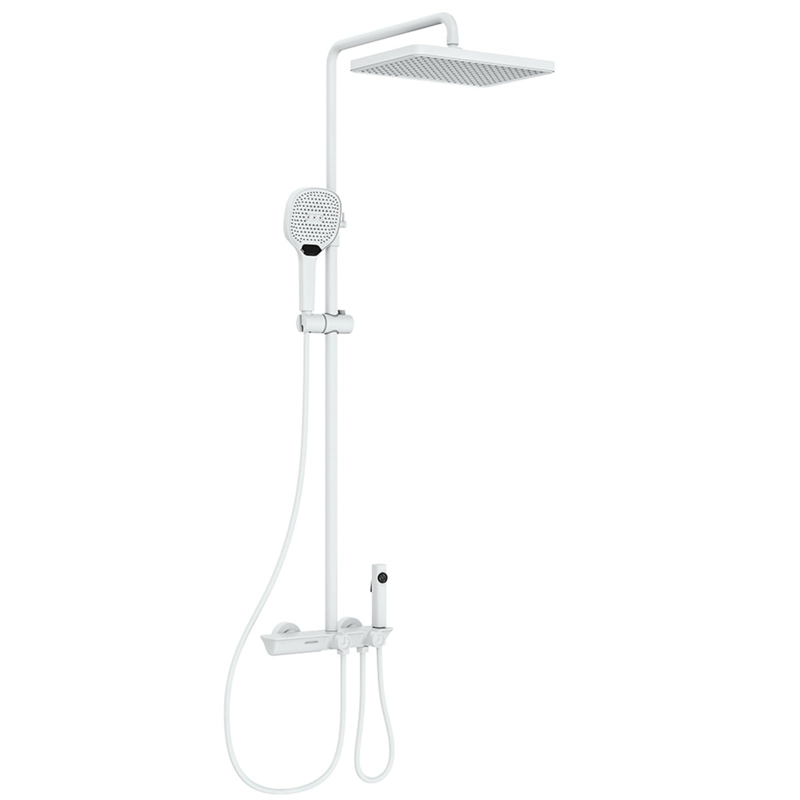 Système de douche pour robinets de baignoire fini blanc mat