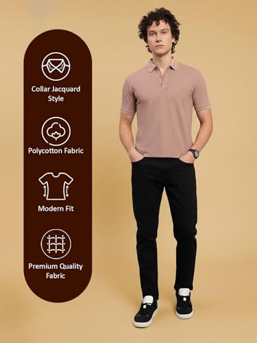 Image of Lux Nitro Men's Polo T-Shirt with Jacquard Collar | Half Sleeve Collar T-Shirt for Men | Casual & Office Wear