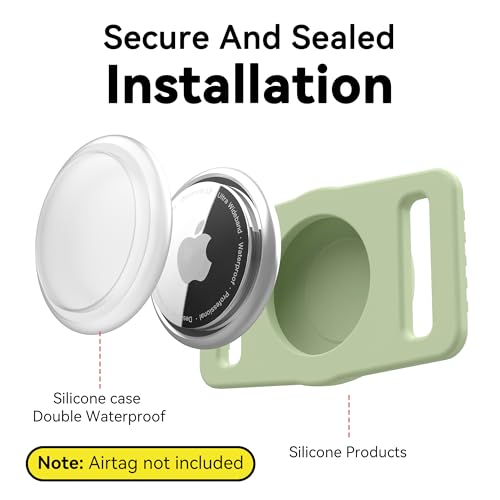 Image of GOCII for Airtag Dog Collar Holder 2 Pack,Waterproof Dog Collar Holder for Apple AirTag(Gen 1 & 2),Silicone Air Tags Case for Dog Collars(Light Green)