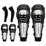 BESPORTBLE 6Pcs Adults Alloy Steel Motorcycle Knee Pads Elbow Pads, 2 in 1 Dirt Bike Knee and Elbow Guards, Adjustable Knee Cap Pads Protector for Motocross Racing Mountain Biking