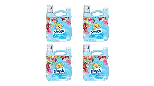 Snuggle Exhilarations Island Hibiscus & Rainflower Concentrated Liquid Fabric Conditioner set of 4, 96 fl. oz per Jug a Total of 384fl. oz