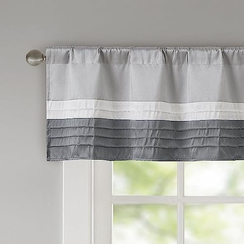 Madison Park Amherst Single Panel Faux Silk Rod Pocket Curtain With Privacy Lining For Living Room, Window Drapes For Bedroom And Dorm, 50X18, Grey #TOP2