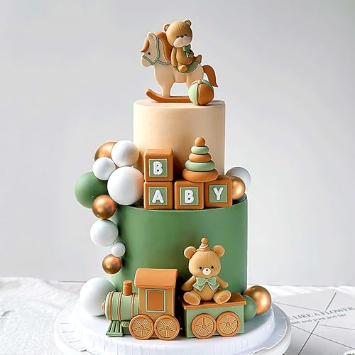 Ours vert sauge décoration de gâteau stable et légère pour anniversaire