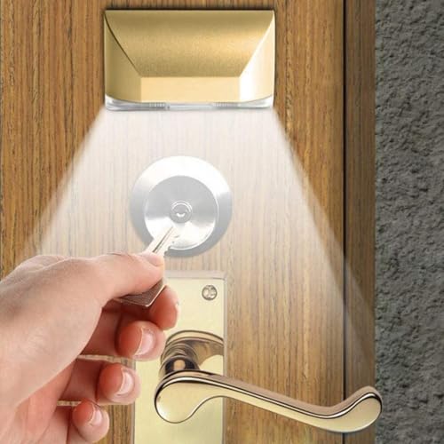 Sqruchel Key Light Door Light Small Motion Sensor Light with 4 LED Bulbs Battery Powered Night Lights for Hallway Stairway Kitchen Closet Bedroom (Gold)