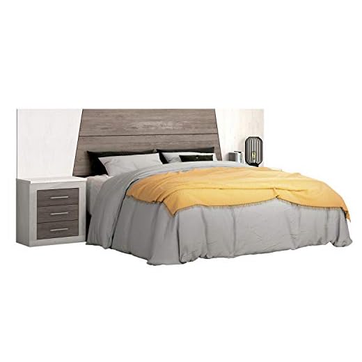 duehome Cabezal para Cama de Matrimonio, cabecero Modelo Simon, Color Andersen Pino y Gris, Medidas: 260 cm (Ancho) x 60 cm (Alto) x 3 cm (Fondo)