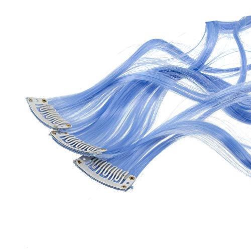 Swacc SWACC12 12 Pcs Curly Wavy One Color Party Highlights Clip On In Hair Extensions Colored Hair Streak Synthetic Hairpieces thumb #2