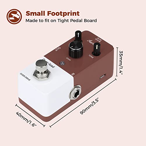 Asmuse Mini Overdrive Guitar Effect Pedal, Blues Drive Vintage Over Drive Effect Pedal- True Bypass, Warm/Hot Modes, Usb Or 9V Power Supply #TOP4
