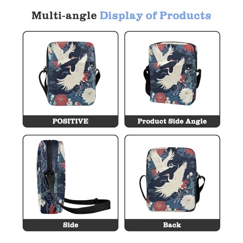 messenger bag for women cross body bag men Womens Cross Body Purses Adjustable Strap for work work - Red and White Crane Flowers4