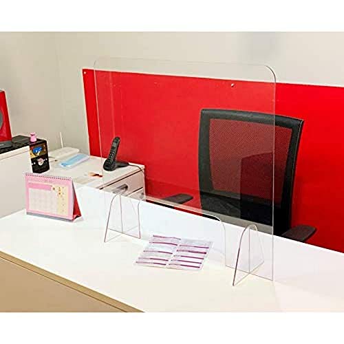Mampara de protección con Ventana - Mostrador, oficina, comercio, restaurante - Metacrilato transparente - 65x60cm