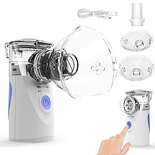 Nebulizador Portatil Inhalador, AITOO Mini Inhalador Atomizador, Nebulizador Portátil Tecnología Mesh, Inhaladores Eléctricos Silenciosos Portatil para Adultos y Niños Funciona con Batería Cable USB Cover