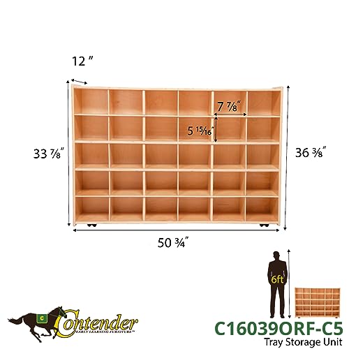 Contender 30 Cubby Storage Cabinet With Orange Pastel Trays And Wheels, For Toys & Art/Craft Supplies, Greengard Gold Certified [Comes Fully Assembled] - Thumbnail 3
